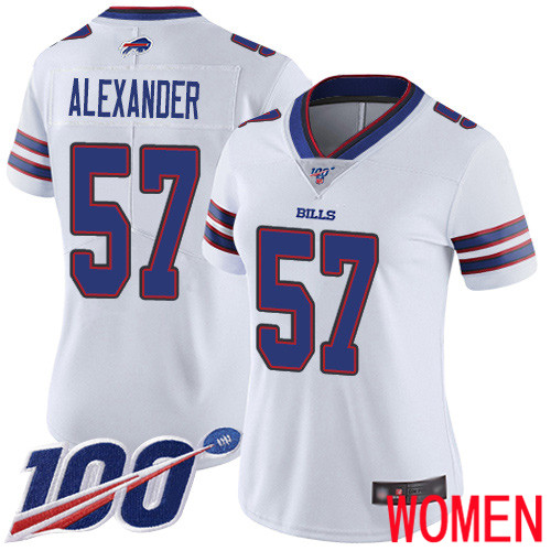 Women Buffalo Bills 57 Lorenzo Alexander White Vapor Untouchable Limited Player 100th Season NFL Jersey